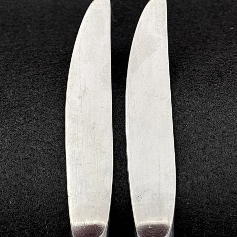 2  Siboney Grand Prix Stainless Modern Hollow Dinner Knives Textured Japan